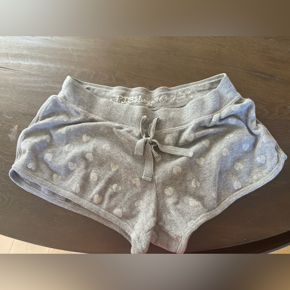 PJ Salvage Originals Cotton Grey and Silver Heart Pattern Shorts